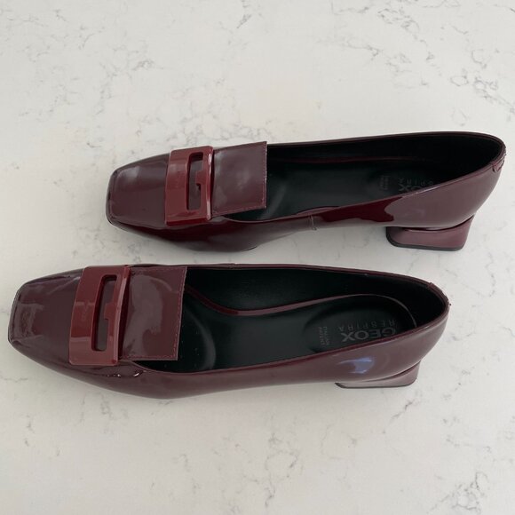 Geox Respira Vivyanne Italian Patent Leather Classic Shoes Burgundy Wine Sz 39.5 - Picture 11 of 12